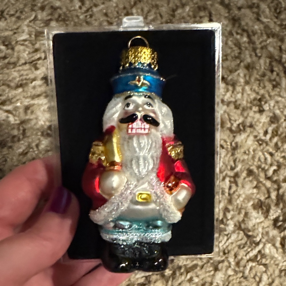 Holiday Nutcracker Ornament - Red, Blue, Gold